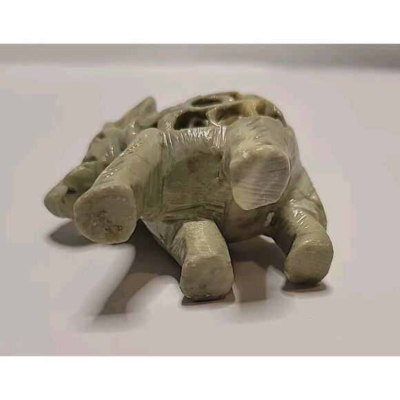 Vtg Hand Carved Soapstone Mother Elephant w/ Baby Inside Fertility Made India - Picture 8 of 8